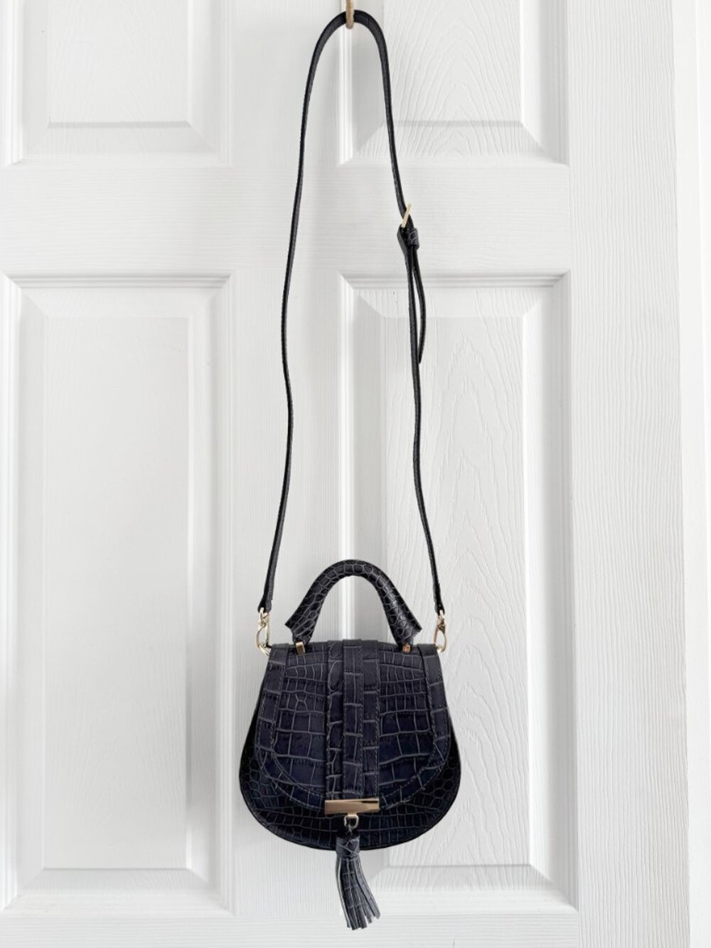 Demellier Nano "Venice" Bag in Grey Croc